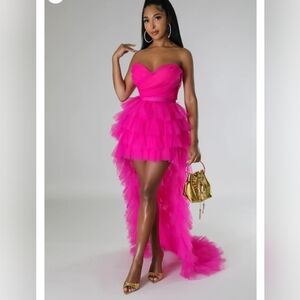 Hot pink sweetheart tulle dress